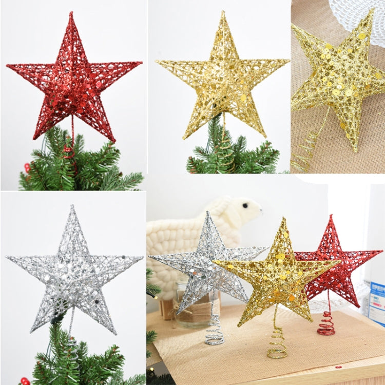 Glitter Iron Star เครื่องประดับตกแต่งต้นคริสต์มาสขนาด: 20 ซม. x 15 ซม. การจัดส่งสีแบบสุ่ม, Size: 20cm x 15cm