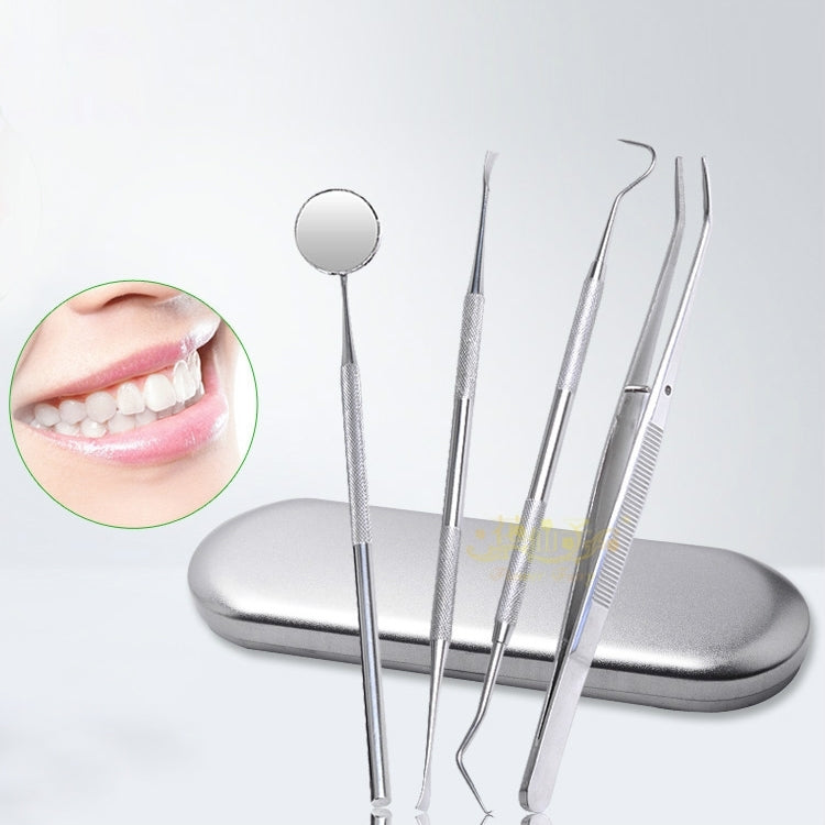 ชุดเครื่องมือทันตกรรม 4 in 1 (หัววัดสแตนเลส + ทันตแพทย์รูปจอบ + แหนบทันตกรรม + กระจกปาก), 4 in 1