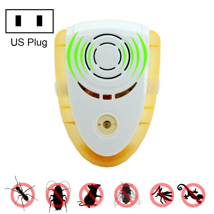 6W อิเล็กทรอนิกส์อัลตราโซนิกคลื่นแม่เหล็กไฟฟ้าป้องกันยุงหนูแมลงศัตรูพืชไล่ด้วยแสง, ปลั๊กสหภาพยุโรป, AC 90-240V, การจัดส่งสีสุ่ม, EU Plug Blue, EU Plug Yellow, UK Plug Yellow, US Plug Blue, US Plug Yellow