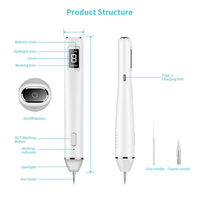 Xpreen XPRE061 Professional Dark Spot Remover Freckle Tattoo ที่ชาร์จได้ Wart Mole Remover พร้อมหน้าจอ LED และ Spotlight