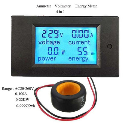 PZEM-061 4 in 1 DC Digital Display Meter เครื่องวัดแรงดันไฟฟ้า AC 80-260V, 100A