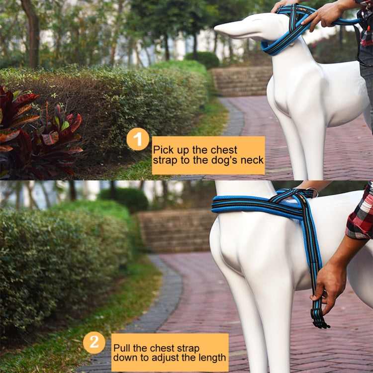 สัตว์เลี้ยงสุนัข A7 สายรัดหน้าอกโพลีเอสเตอร์สะท้อนแสงสายจูงตะกั่วสุนัขใหญ่ความปลอดภัยโซ่เชือกคอขนาด: XS, 2.0 * 42 * 50 ซม., Size: XS, 2.0*42*50cm