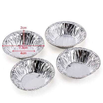 100ชิ้น/แพ็คอลูมิเนียมฟอยล์ที่วางเค้กทาร์ตไข่ถ้วยขนาด: 7.5x4x2ซม.