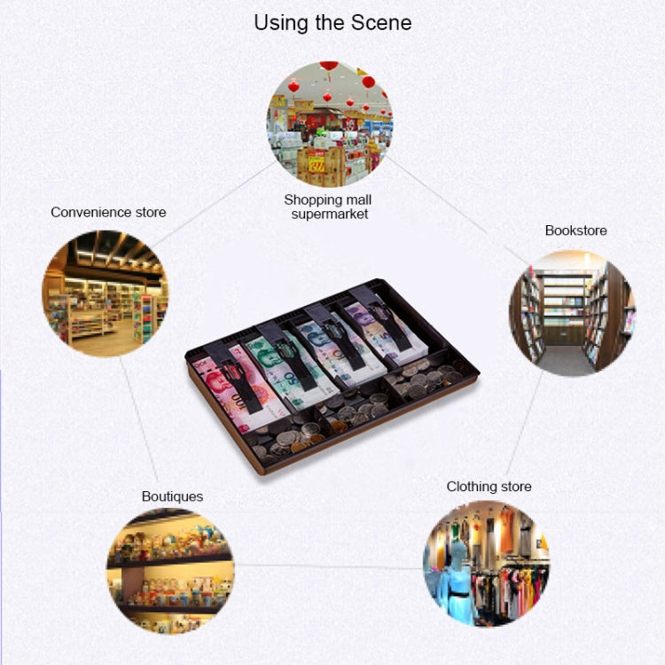 ทนทานสี่กรอบ ABS เหรียญลงทะเบียนใส่ถาดแคชเชียร์ลิ้นชัก Cash Register กล่องถาด Classify Organizer, Four-frame (Black)