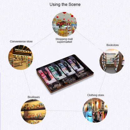 ทนทานสี่กรอบ ABS เหรียญลงทะเบียนใส่ถาดแคชเชียร์ลิ้นชัก Cash Register กล่องถาด Classify Organizer, Four-frame (Black)