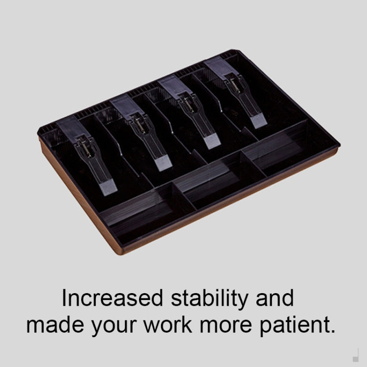 ทนทานสี่กรอบ ABS เหรียญลงทะเบียนใส่ถาดแคชเชียร์ลิ้นชัก Cash Register กล่องถาด Classify Organizer, Four-frame (Black)