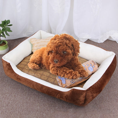 รูปแบบกระดูกสุนัขสุนัขขนาดใหญ่นุ่มอบอุ่นสัตว์เลี้ยงสุนัขผ้าห่มเสื่อแมวพร้อมเสื่อหวายและผ้าห่มขนาด: L, 80 × 60 × 15 ซม., Size: L