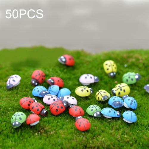 50ชิ้นผสมสีไม้Cabochonsเต่าทองสำหรับตกแต่งไม้เต่าทองตกแต่งงานฝีมือไมโครภูมิทัศน์เครื่องประดับอุปกรณ์เสริมหลายเนื้อเครื่องประดับ, Mixed Color