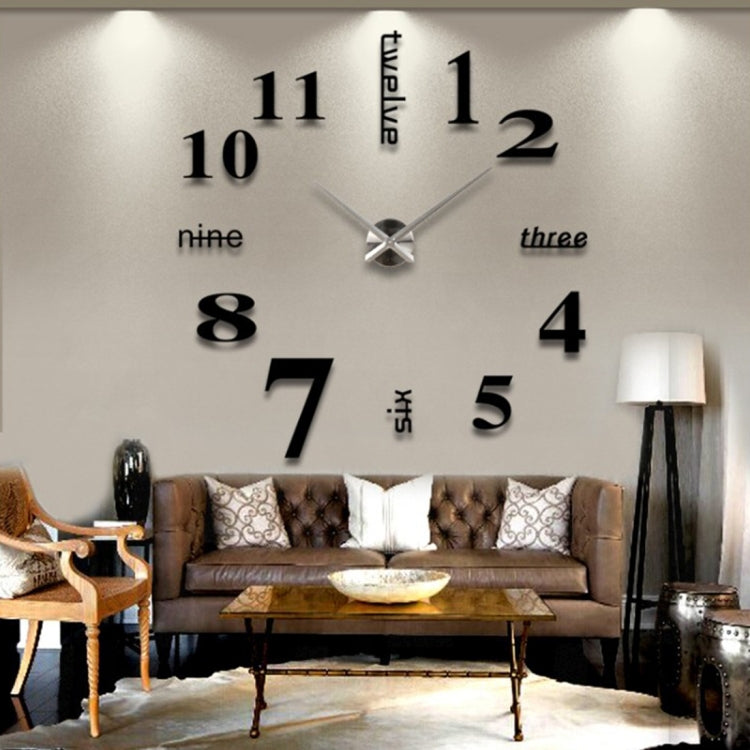 นาฬิกาสติ๊กเกอร์ติดผนัง DIY Mirror 3D Creative ขนาด: 120 * 120 ซม, Size: 120*120cm(Black), Size: 120*120cm(White), Size: 120*120cm(Yellow)