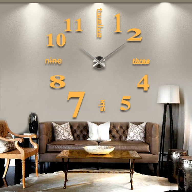 นาฬิกาสติ๊กเกอร์ติดผนัง DIY Mirror 3D Creative ขนาด: 120 * 120 ซม, Size: 120*120cm(Black), Size: 120*120cm(White), Size: 120*120cm(Yellow)