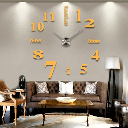 นาฬิกาสติ๊กเกอร์ติดผนัง DIY Mirror 3D Creative ขนาด: 120 * 120 ซม, Size: 120*120cm(Black), Size: 120*120cm(White), Size: 120*120cm(Yellow)