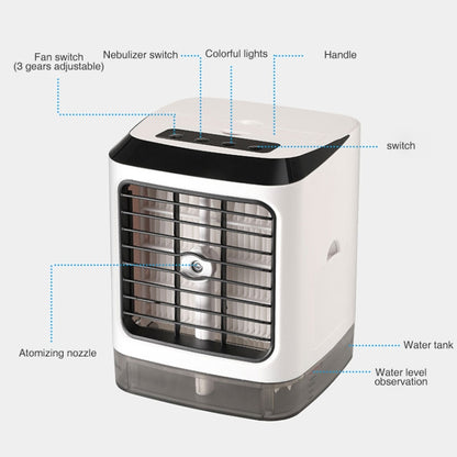 มินิเดสก์ท็อปพัดลมระบายความร้อน Humidifier พัดลมเครื่องปรับอากาศพัดลมสเปรย์ให้ความชุ่มชื้น, without Remote Control