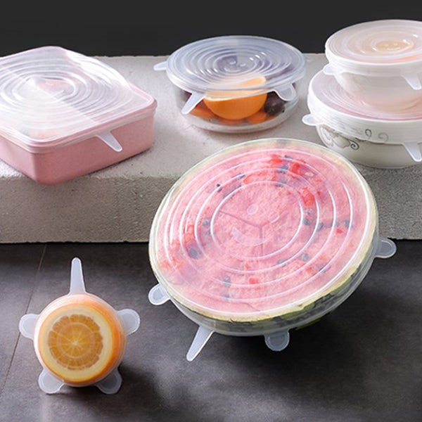 6 ชิ้น / ชุดฝาปิดซิลิโคนเกรดอาหารฝาปิดรักษาความสด, Silicone Sealing Lids