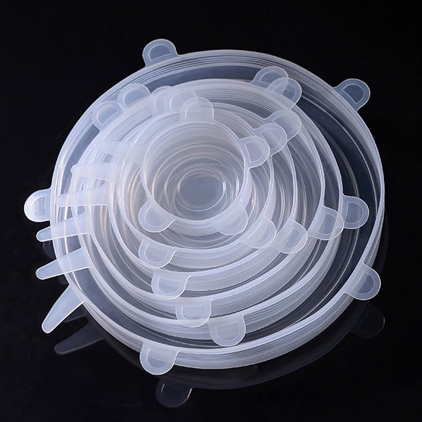 6 ชิ้น / ชุดฝาปิดซิลิโคนเกรดอาหารฝาปิดรักษาความสด, Silicone Sealing Lids