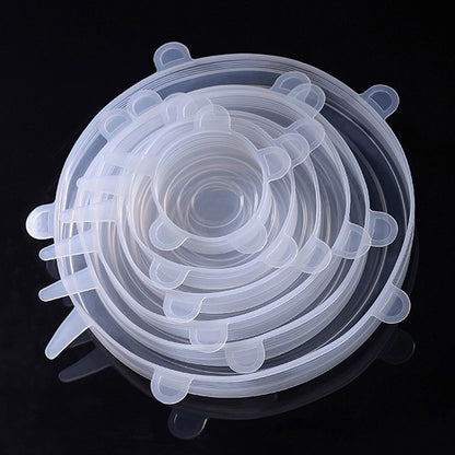 6 ชิ้น / ชุดฝาปิดซิลิโคนเกรดอาหารฝาปิดรักษาความสด, Silicone Sealing Lids