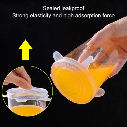 6 ชิ้น / ชุดฝาปิดซิลิโคนเกรดอาหารฝาปิดรักษาความสด, Silicone Sealing Lids