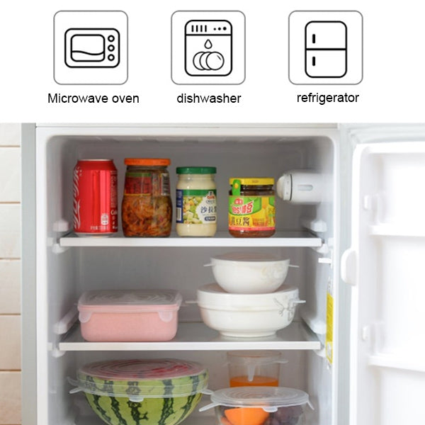 6 ชิ้น / ชุดฝาปิดซิลิโคนเกรดอาหารฝาปิดรักษาความสด, Silicone Sealing Lids