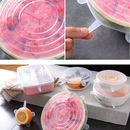 6 ชิ้น / ชุดฝาปิดซิลิโคนเกรดอาหารฝาปิดรักษาความสด, Silicone Sealing Lids