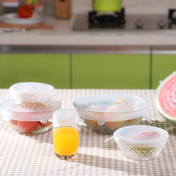 6 ชิ้น / ชุดฝาปิดซิลิโคนเกรดอาหารฝาปิดรักษาความสด, Silicone Sealing Lids