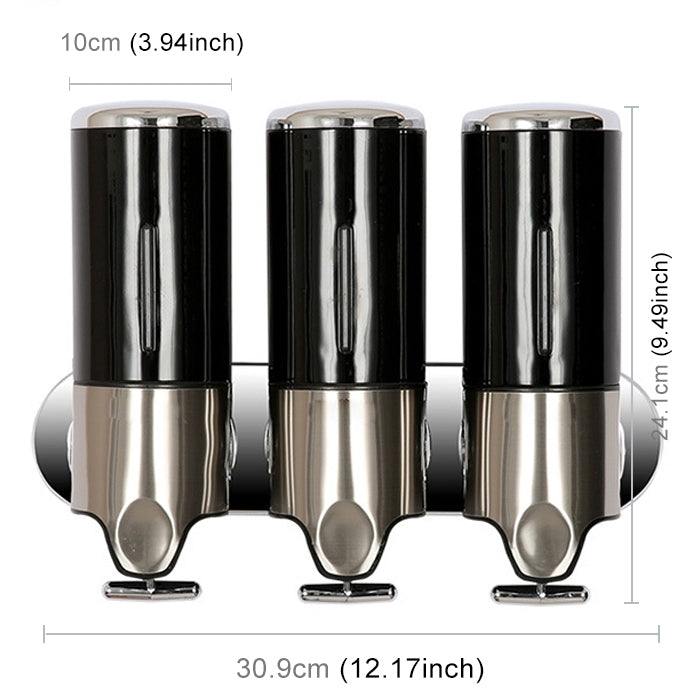 เครื่องจ่ายสบู่เหลวแชมพูแบบติดผนังของโรงแรม Triple Hotel ความจุ: 1200 มล, 1200ml/Black, 1200ml/Gold, 1200ml/Red, 1200ml/Silver, 1200ml/Transparent, 1200ml/White