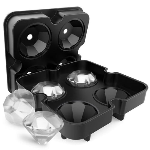 ใหม่ 4 Cavity เพชรรูปร่าง 3D ICE CUBE Mould Maker บาร์ปาร์ตี้ซิลิโคนถาดช็อกโกแลต Mould KITCHEN TOOL, Diamond Shape