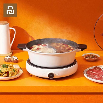Original Xiaomi Zhiwu ซุปหม้อ 4L Non-Stick อาหาร Stockpot อลูมิเนียมหม้อร้อนไฟฟ้า, GJT03CM