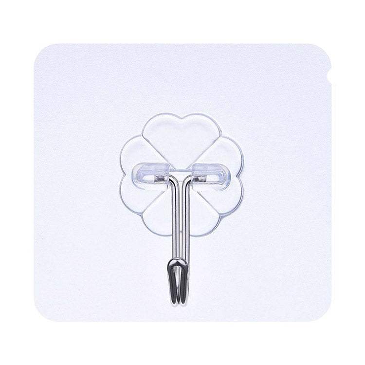 10 ชิ้น PVC + สแตนเลสหนาพลัมรูปร่างไม่มีรอยต่อตะขอกาวกันน้ำโปร่งใส Strong Stick Hook Kitchen Wall Mount, Thick