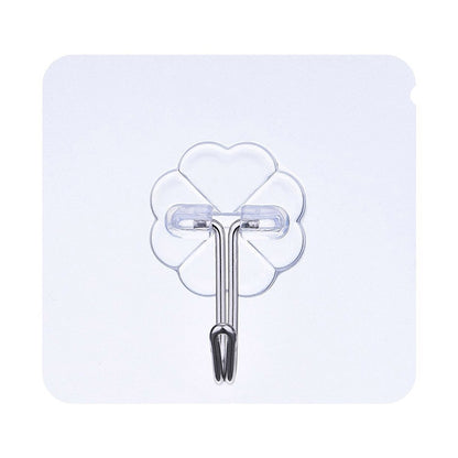 10 ชิ้น PVC + สแตนเลสหนาพลัมรูปร่างไม่มีรอยต่อตะขอกาวกันน้ำโปร่งใส Strong Stick Hook Kitchen Wall Mount, Thick