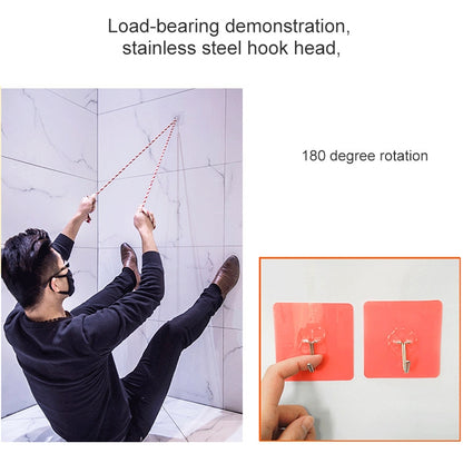 10 ชิ้น PVC + สแตนเลสหนาพลัมรูปร่างไม่มีรอยต่อตะขอกาวกันน้ำโปร่งใส Strong Stick Hook Kitchen Wall Mount, Thick