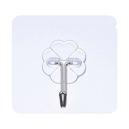 10 ชิ้น PVC + สแตนเลสบางพลัมรูปร่างไม่มีรอยต่อตะขอกาวกันน้ำโปร่งใส Strong Stick Hook Kitchen Wall Mount, Thin