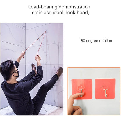 10 ชิ้น PVC + สแตนเลสบางพลัมรูปร่างไม่มีรอยต่อตะขอกาวกันน้ำโปร่งใส Strong Stick Hook Kitchen Wall Mount, Thin