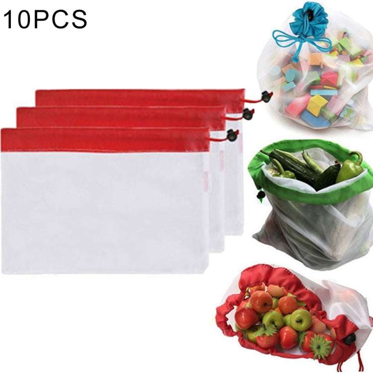 10 PCS Double-Stitched Strength กระเป๋าใส่แซนวิชผลไม้นำกลับมาใช้ใหม่ได้ถุงเก็บตาข่ายขนาด: 30 ซม. x 43 ซม. การจัดส่งสีแบบสุ่ม, Size: 30cm x 43cm