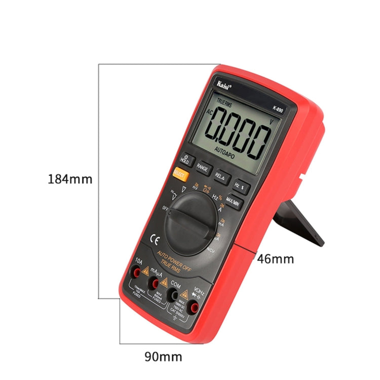 Kaisi K-890 Professional LCD มัลติมิเตอร์แบบดิจิตอลเครื่องทดสอบมัลติมิเตอร์แบบดิจิตอลแบบใช้มือถือไฟฟ้า