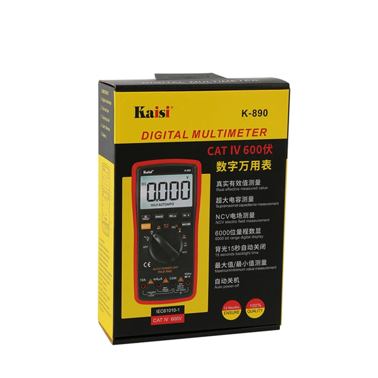 Kaisi K-890 Professional LCD มัลติมิเตอร์แบบดิจิตอลเครื่องทดสอบมัลติมิเตอร์แบบดิจิตอลแบบใช้มือถือไฟฟ้า