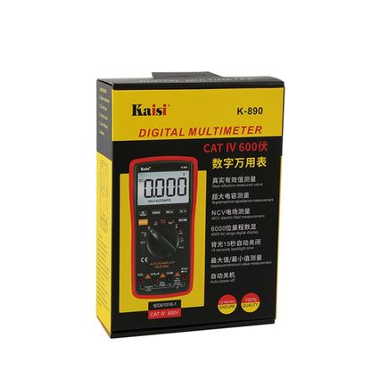 Kaisi K-890 Professional LCD มัลติมิเตอร์แบบดิจิตอลเครื่องทดสอบมัลติมิเตอร์แบบดิจิตอลแบบใช้มือถือไฟฟ้า