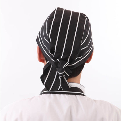 สไตล์เรียบง่าย Unisex Chef Waiter หมวกทำงานหมวกโจรสลัดหมวกผ้าโพกหัว, Turban Cap 2, Turban Cap Red, Turban Cap Black, Turban Cap stripe, Turban Cap1