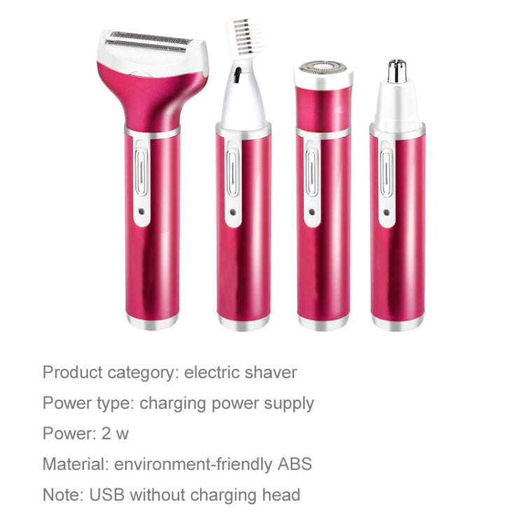 4 In 1 USB ชาร์จ Vibrissa คิ้วทริมเมอร์ผมร่างกาย Denuding เครื่องชุดพร้อมสาย USB, 4 In 1