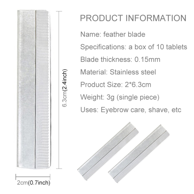 10 ชิ้นเครื่องมือทำผมมืออาชีพมีดโกนใบมีดคิ้ว T Rimmer โกนเกาผมใบมีดขนนก (สีเงิน)