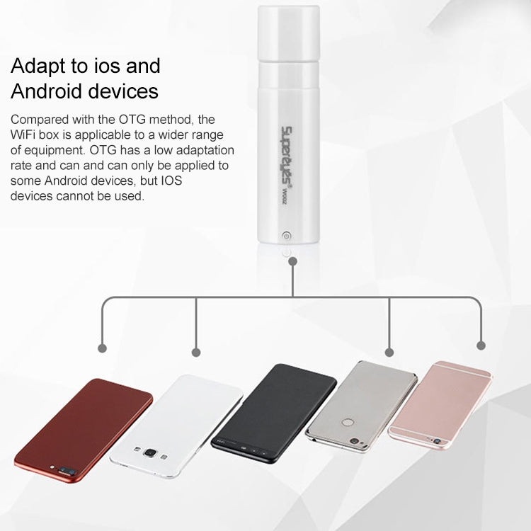 Supereyes W002 USB กล้องส่องกล้องดิจิตอลแท็บเล็ตโทรศัพท์มือถือ WIFI HD กล่องส่งสัญญาณวิดีโอ, W002