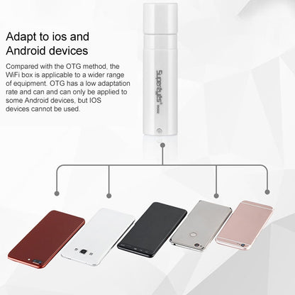 Supereyes W002 USB กล้องส่องกล้องดิจิตอลแท็บเล็ตโทรศัพท์มือถือ WIFI HD กล่องส่งสัญญาณวิดีโอ, W002