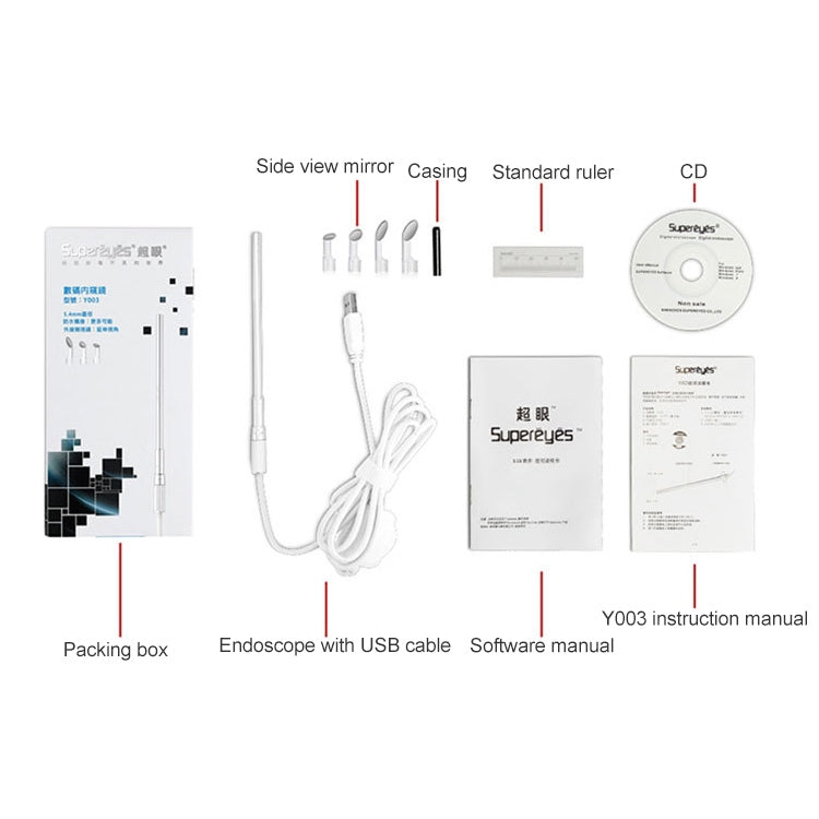 Supereyes Y003 สัตว์เลี้ยงหูช่องจมูกโพรงกันน้ำอิเล็กทรอนิกส์ดิจิตอลEndoscope, Y003