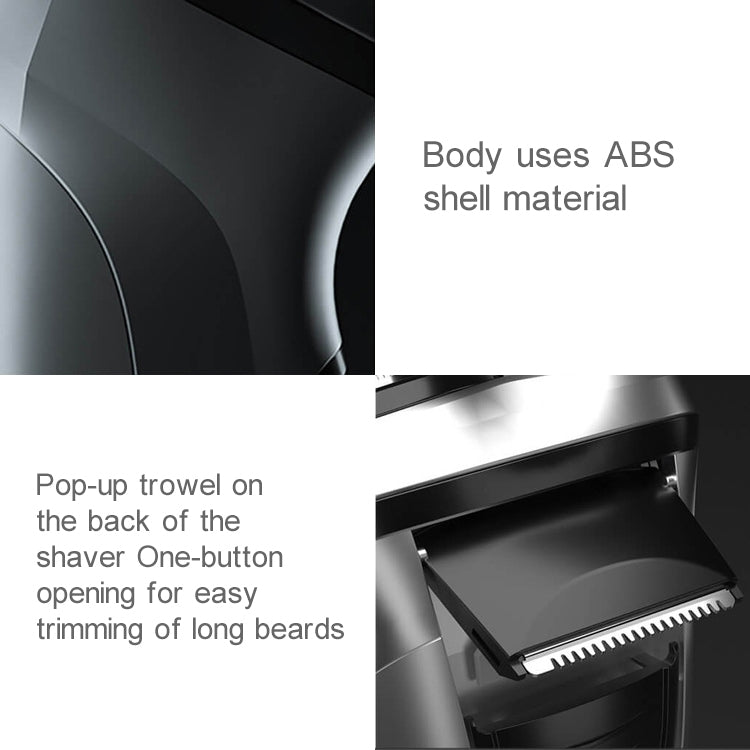Original Xiaomi แรงดันไฟฟ้า Universal Fit กันน้ำ Triple Rotary Double Ring Blade หัวโกนเครื่องโกนหนวดไฟฟ้าแบบชาร์จไฟได้สำหรับผู้ชาย, ปลั๊ก CN, Electric Shaver
