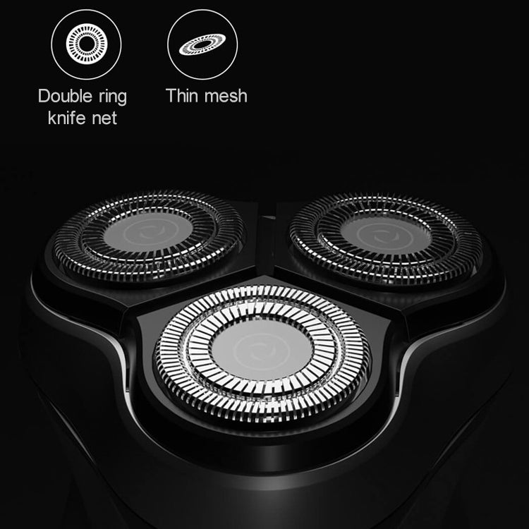 Original Xiaomi แรงดันไฟฟ้า Universal Fit กันน้ำ Triple Rotary Double Ring Blade หัวโกนเครื่องโกนหนวดไฟฟ้าแบบชาร์จไฟได้สำหรับผู้ชาย, ปลั๊ก CN, Electric Shaver