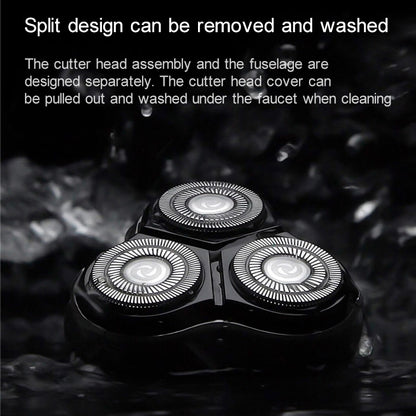 Original Xiaomi แรงดันไฟฟ้า Universal Fit กันน้ำ Triple Rotary Double Ring Blade หัวโกนเครื่องโกนหนวดไฟฟ้าแบบชาร์จไฟได้สำหรับผู้ชาย, ปลั๊ก CN, Electric Shaver
