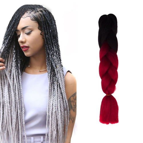 แฟชั่นสีไล่โทนสีบุคคลวิกผมถักเปียไฟเบอร์เคมี Braids ใหญ่ ความยาว: 60 ซม. (04 สีดำ + สีแดง), 04, 05, 07, 09, 10, 11, 12, 13, 14, 19, 20, 22, 23, 24, 32, 33, 39, 40, 41, 48, 52, 53, 55, 57, 58, 60