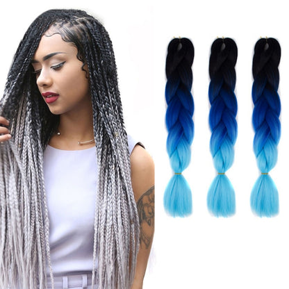 แฟชั่นสีไล่ระดับสีแต่ละวิกผมถักเปียไฟเบอร์เคมี Braids ใหญ่ ความยาว: 60 ซม.(56 สีม่วง + ทะเลสาบสีฟ้า + สีม่วงอ่อน), 21, 35, 37, 38, 44, 45, 46, 47, 49, 50, 51, 56
