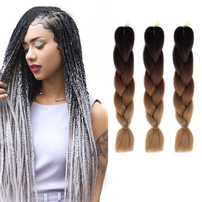 แฟชั่นสีไล่ระดับสีแต่ละวิกผมถักเปียไฟเบอร์เคมี Braids ใหญ่ ความยาว: 60 ซม.(56 สีม่วง + ทะเลสาบสีฟ้า + สีม่วงอ่อน), 21, 35, 37, 38, 44, 45, 46, 47, 49, 50, 51, 56