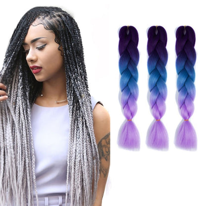 แฟชั่นสีไล่ระดับสีแต่ละวิกผมถักเปียไฟเบอร์เคมี Braids ใหญ่ ความยาว: 60 ซม.(56 สีม่วง + ทะเลสาบสีฟ้า + สีม่วงอ่อน), 21, 35, 37, 38, 44, 45, 46, 47, 49, 50, 51, 56