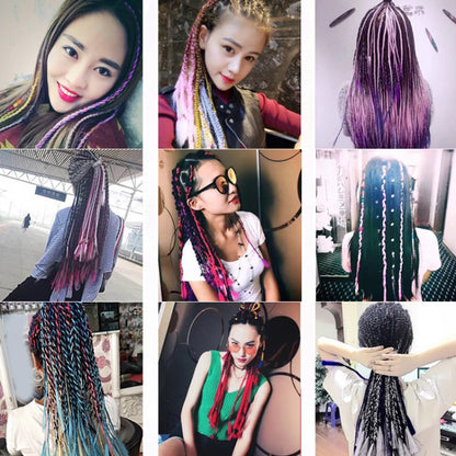 แฟชั่นสีไล่ระดับสีแต่ละวิกผมถักเปียไฟเบอร์เคมี Braids ใหญ่ ความยาว: 60 ซม.(56 สีม่วง + ทะเลสาบสีฟ้า + สีม่วงอ่อน), 21, 35, 37, 38, 44, 45, 46, 47, 49, 50, 51, 56