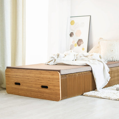 เตียงเดี่ยวพับได้ Creative ขนาดกว้าง 200x90ซม, Size: Width: 200x90cm (Grey), Size: Width: 200x90cm (Brown)